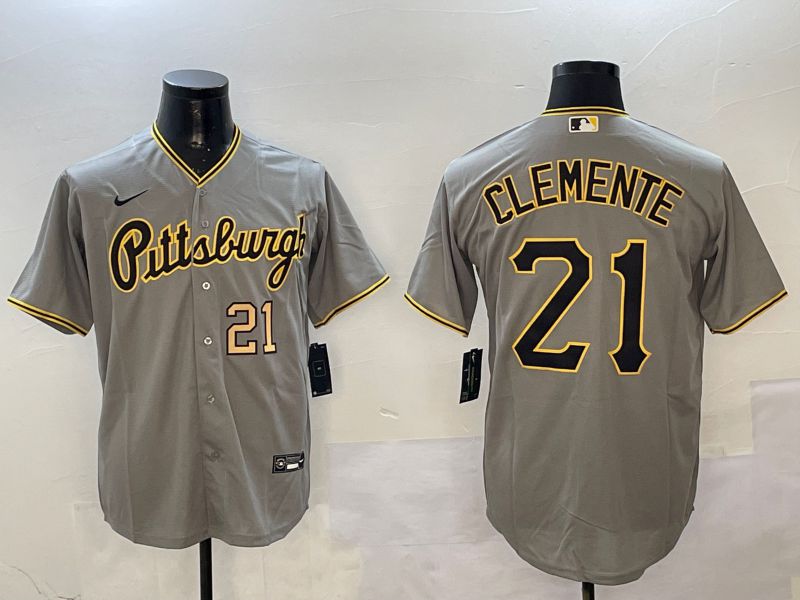 Men Pittsburgh Pirates #21 Clemente Grey Game Nike 2025 MLB Jersey style 2